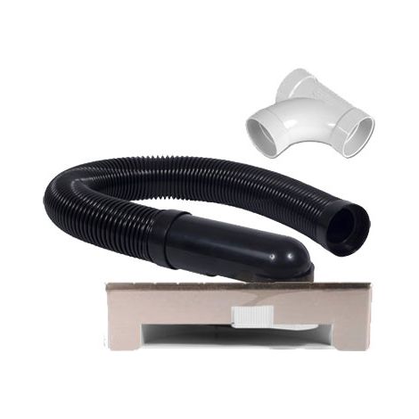 Atepac – Kit ramasse miettes inox blanc – Système d'aspiration intégré – Tuyau flexible 30 cm – Coude court pour installation rapide (1/4)
