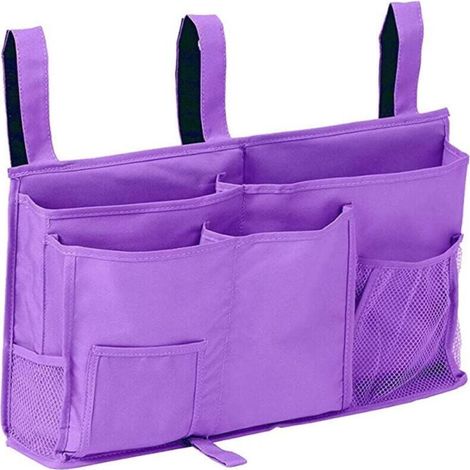 1 Sac de rangement pour lit superposé(Violet), sac de rangement pour lit suspendu, 8 poches, pour lit de chambre d'étudiant, lit d'hôpital, barreaux de lit pour bébé, 600D Oxford Cloth (1/4)