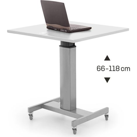 Table assis-debout à réglage en hauteur électrique STIER 80x60 cm, mélaminé blanc, 68-120 cm