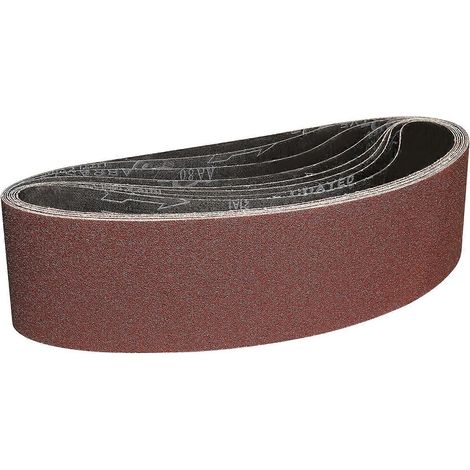 Bandes abrasives 100 x 915 mm - 8 bandes de grain 80 pour ponçage et polissage avec ponceuse à bande portative (1/5)