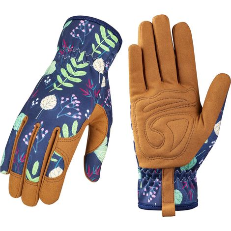 Filiyano-Gants de jardin en cuir microfibre, gants de travail respirants et flexibles pour désherber, creuser, planter et tailler (1/5)