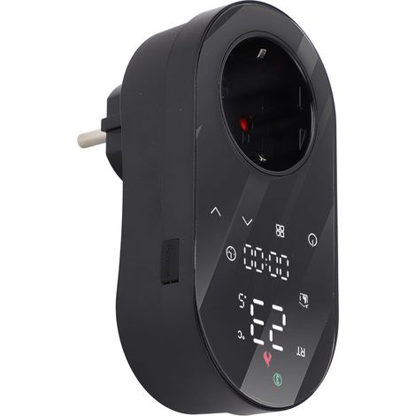 Prise thermostat à encastrer WiFi commande vocale écran LED tactile programmable avec minuterie 16A noir compatible TUYA BHT 12E (1/5)