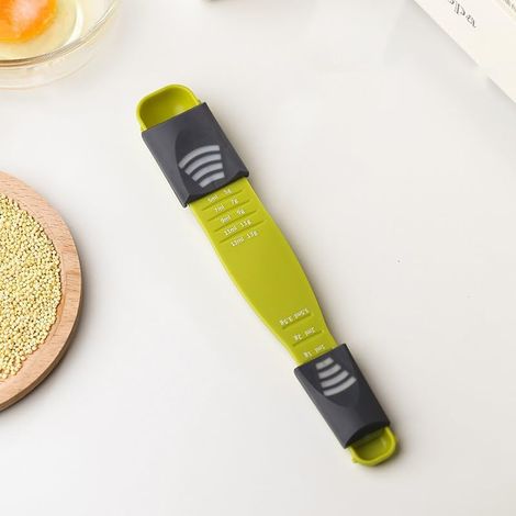 Cuillère doseuse graduée en grammes et en millilitres - mesure de cuisine, adaptée au sel, au sucre, au lait en poudre, aux épices, etc. Dotée d'un système coulissant à plusieurs niveaux, elle est fac (1/5)