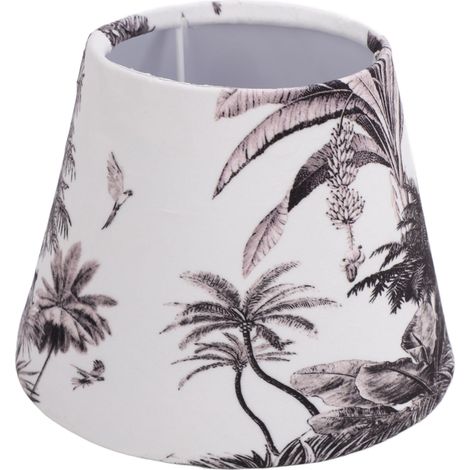 Abat-jour conique en velours, décoratif pour douille E27/E14, style moderne et épuré, motif forêt tropicale (1/5)