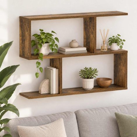 vidaXL Étagère Murale Chêne fumé 72 x 17 x 55.5 cm Bois d'ingénierie (1/5)