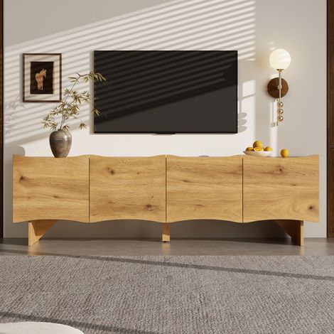 MEUBLIV Mueble TV 155 cm madera natural – 4 puertas con pasacables (1/5)