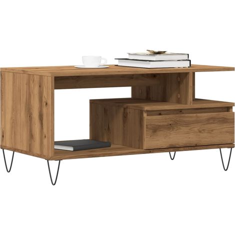 Mesa de centro madera de ingeniería roble artisan 90x49x45 cm vidaXL (1/5)