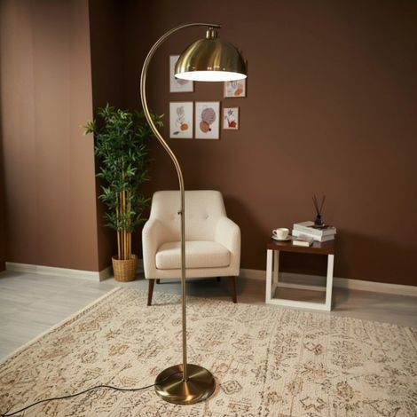 Lampadaire Schwung Métal Moderne E27 Largeur 30 cm Abat-jour Réglable Tablette Variateur (1/5)
