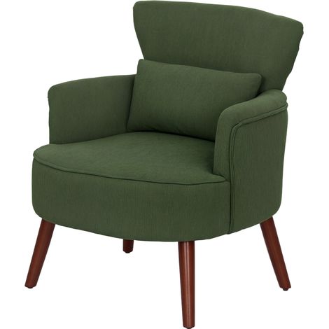 Fauteuil moderne vert avec coussin lombaire, fauteuil d'appoint rembourré confortable (1/5)