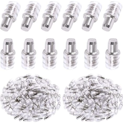 120 perni per mensole da 5 mm con manicotti in gomma, perni di supporto per mobili in metallo nichelato, perni per mensole porta libri, supporti per scaffalature per mobili, perni per mensole