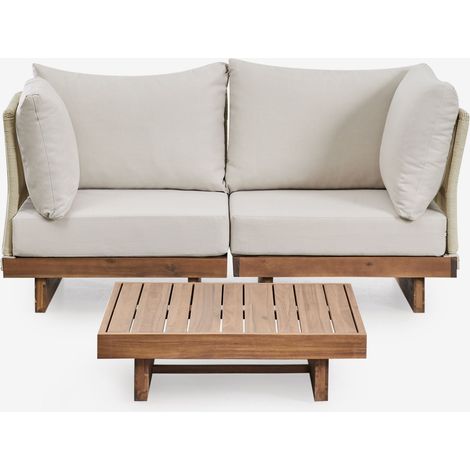 SKLUM Wohnzimmerset mit 2-teiligem Modulsofa mit 2 Ecksesseln und Couchtisch aus Dailin-Akazienholz Akazie Braun (1/5)