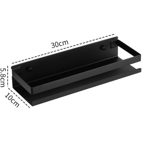 Scaffale portaoggetti a parete, scaffale in acciaio inox 304, scaffale multifunzione per utensili da cucina (nero 30 cm) (1/5)