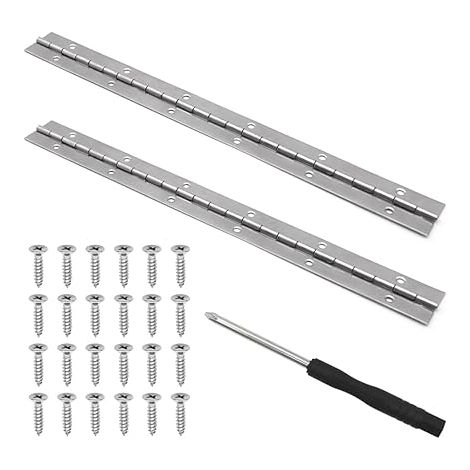 Lot de 2 Charnière Piano Acier Inoxydable 30cm Charnière Continue Robuste Avec 24 Vis et un Tournevis pour Portes d'Armoire et Pianos (1/5)