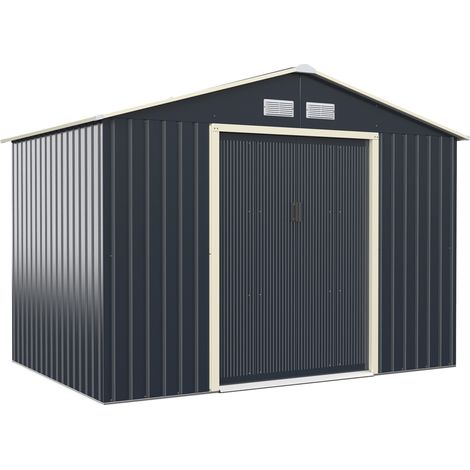 9 x 6 Feet Metal Storage Shed for Garden and Tools-Gray (1/5)