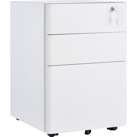 Cassettiera mobile in acciaio bianco a 3 cassetti 39 x 48 x 59 cm HOMVRA (1/5)