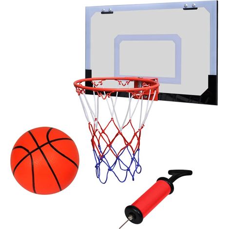 Mini panier de basket à suspendre avec ballon et pompe, PVC et acier, orange, 1 ensemble - PANGIVO (1/5)