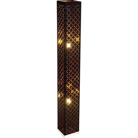 Lampada da terra LED in tessuto lampada da terra design nero soggiorno con paralume in tessuto foglia oro, metallo argento, 7W806lm bianco caldo, LxLxH 15x15x118 cm (1/5)