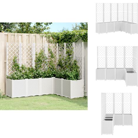Jardinière avec treillis blanc 160x120x140 cm PP - Jardinierre En Rotin - Jardinière Murale - Pot Plante Grimpante - Pots Fleuris Exterieur - Pot De Fleurs Design (1/5)