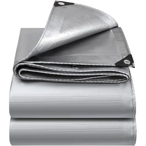 Bâche imperméable et résistante en polyéthylène 130 g/m² –5 x 6 m– Argent – Anti-UV et antigel – avec œillets en métal – Multi-usages pour Jardin, Camping, tonnelle, abri de Jardin, Voiture (1/5)