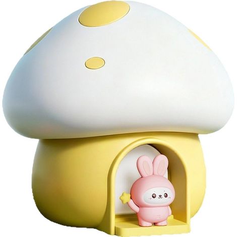 Veilleuse Rechargeable USB en Silicone, Lampe De Chevet Mignonne en Forme De Champignon, Lampe De Nuit Douce pour Décoration De Chambre-Jaune (1/5)