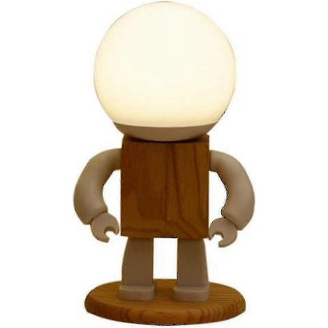 Lampe de table robot en bois, cadeau d'anniversaire pour enfant garçon (1/5)