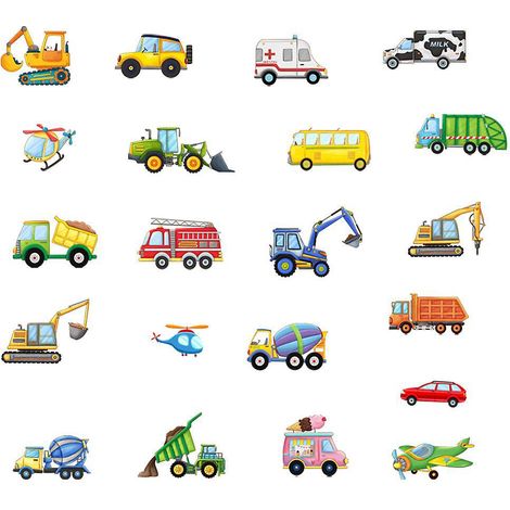 Autocollants lumineux pour camions, stickers muraux de chantier, stickers muraux bébé garçon, autocollants décoratifs pour camions, voitures et excavatrices, stickers muraux phosphorescents pour chant (1/5)