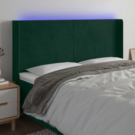 vidaXL Tête de lit à LED Vert foncé 183x16x118/128 cm Velours (1/5)