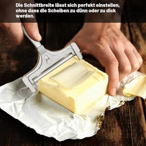 Trancheuse à fromage réglable, coupe-fromage en acier inoxydable de qualité alimentaire avec 4 fils de rechange, outil manuel pour fromage à pate molle et semi-dure, beurre et plus encore (1/3)
