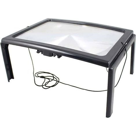 Large A4 Reading Magnifier With 4 Led Light,3x Full Page Magnifying Glass Foldable Desktop Stand Magnifier Hands-free Rectangular Loupe Reading Aid Fo (1/4)