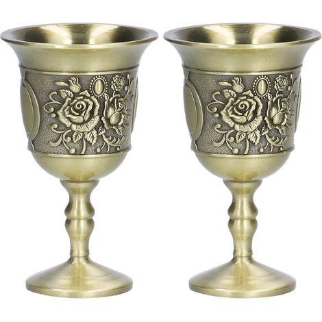 2 Verres à Vin en Métal Vintage Motif Chrysanthème, Style Cour, Idée Cadeau pour Bar et Décoration (1/5)