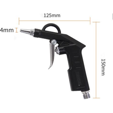 Vtizikl Pistolet à air comprimé 1/4 pour compresseur d'air max. 6 bar – Buse Ø 4 mm – Buse courte 25 mm – Outil de nettoyage pneumatique – Noir (1/4)