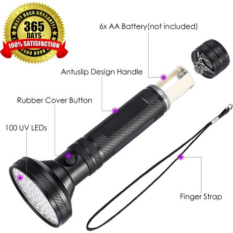 Lampe torche Scorpion violette à 100 LED, exclusivité Amazon FBA. Disponible en noir. (1/5)