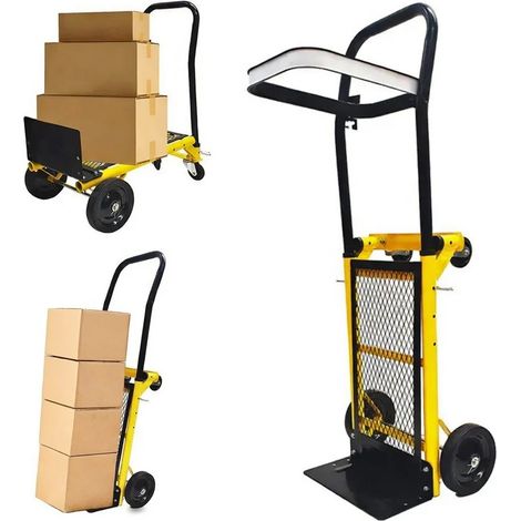 Carrello Multifunzione Portatutto Carico Massimo 120 kg Piattaforma Carrello Porta Pacchi in Acciaio Giallo (1/5)
