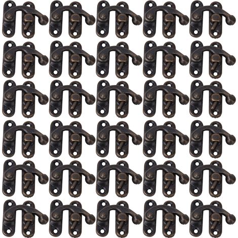 30 Pcs crochets de fermeture rétro en fer, 3,2 x 2,8 cm, bronze, pour boîtes à bijoux et coffrets cadeaux (1/5)