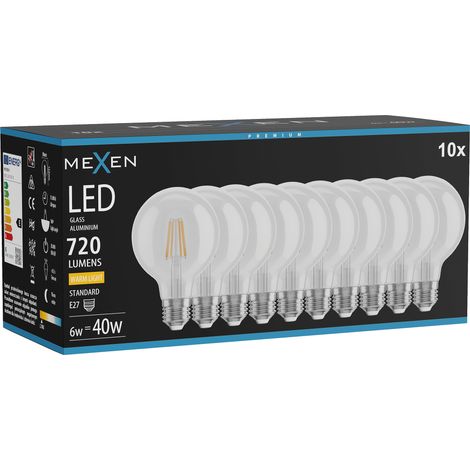 Mexen Vintis 10x Ampoule filament LED E27, G80, 6W, Chaude - 2700K, 720 lm, transparente - L155-E27-0627-00x10 (1/5)