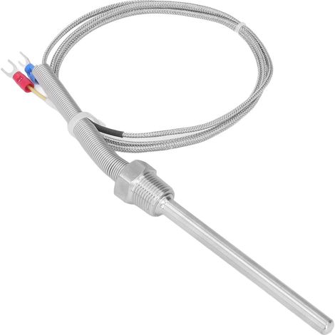Thermocouple Type K 0-400°C, sonde de température inox 8x100mm, filetage 3/8 NPT, câble 1m, capteur industriel étanche (1/5)