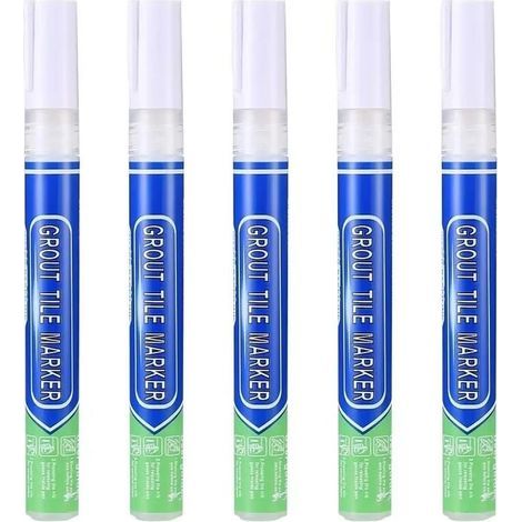5 pièces de coulis blanc, imperméable, stylo réparation , pour carrelage mural, joint carrelage, sol, cuisine et salle bain (1/4)