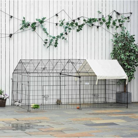 Enclos extérieur pour petits animaux avec toit pare-soleil 220 x 103 x 103 cm noir OKMYHOME (1/5)