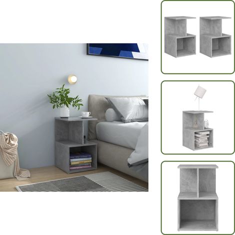 Comodino per interni - vidaXL Comodini 2pz Grigio Cemento 35x35x55 cm in Legno Multistrato - Comodino con piano decorativo
