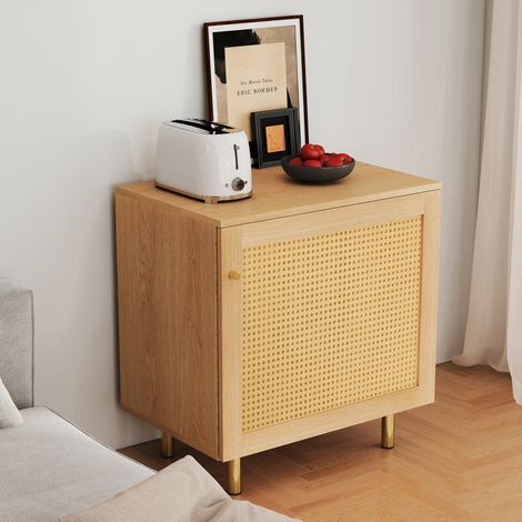 Mueble de almacenaje con puerta de ratán trenzado, 60 x 40 x 63 cm, natural HAVRYA (1/5)
