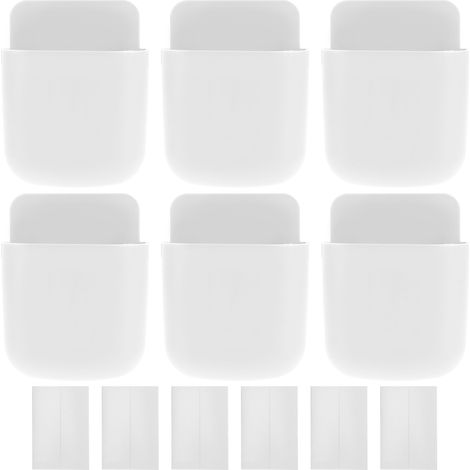 6 Supports Mural pour Télécommande et Téléphone - Boîte de Rangement pour Maison, Bureau ou Chevet - Blanc
