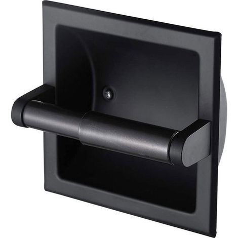 Portarrollos de papel higiénico empotrado - Soporte de pared - Organización del baño - Diseño empotrado - 155 cm de ancho - Negro (1/5)