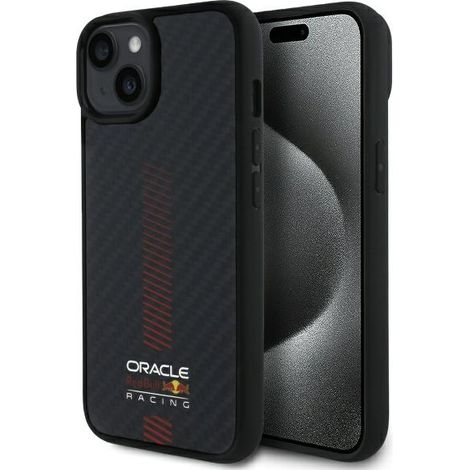 Custodia rigida Red Bull RBHMP14S24CFGSMK per iPhone 14 6.1, nera/nera, con Power Bar in fibra di carbonio e MagSafe. (1/5)