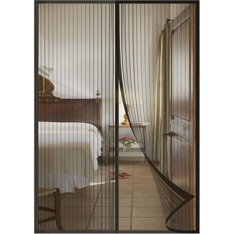 Moustiquaire Porte-Fenêtre - 120x210cm - Fermeture Automatique - Maille Ultra Fine - Noir (1/5)