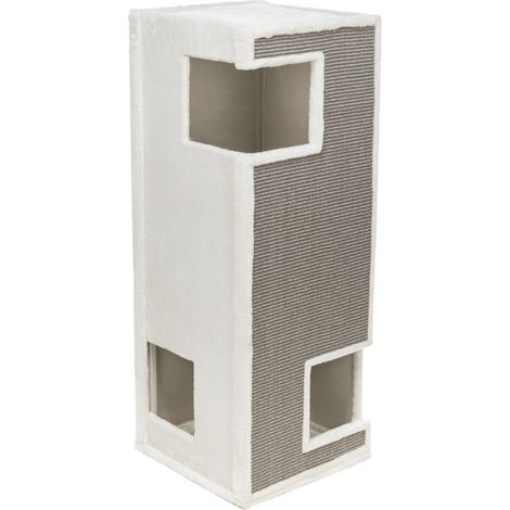 Cat Tower Gerardo, Plüsch/ Sisal, 100 cm, weiß/grau