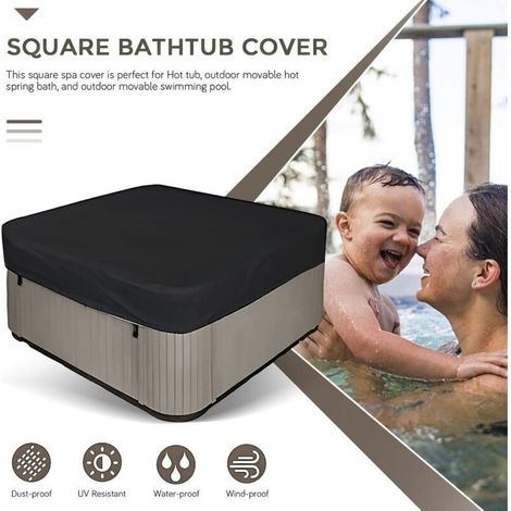 Garden Hot Tub Cover 24424430cm Black, 2100D Oxford Fabric, Waterproof Dustproof Anti-UV, for Outdoor Spa Tub, Outdoor Spa Bath Hood (1/3)