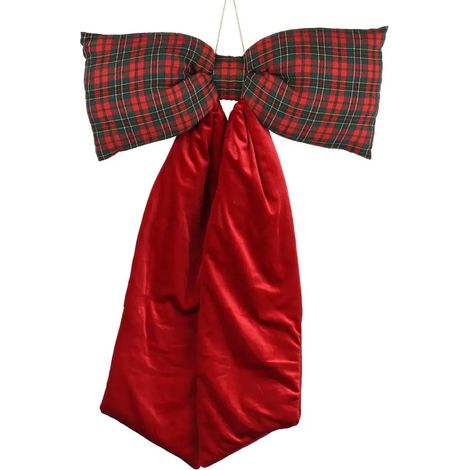 Fiocco natalizio in velluto rosso 48 × 9 × H80 cm