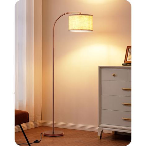 EDISHINE Stehlampe Wohnzimmer, 161cm Bogenlampe mit Verstellem Beigen Leinen-Lampenschirm & Fußschalter, mit E27 LED-Glühbirne, Leselampe Schlafzimmer, Stehleuchte Modern für Kinderzimmer, Braun