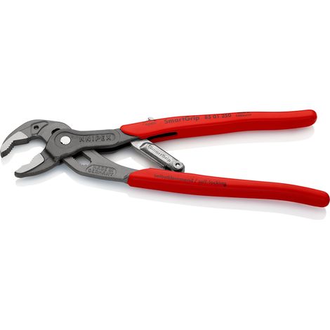 KNIPEX 85 01 250 SB SmartGrip® Pinza regolabile per tubi e dadi con regolazione automatica Rivestita in plastica antiscivolo bonderizzata grigia 250 mm