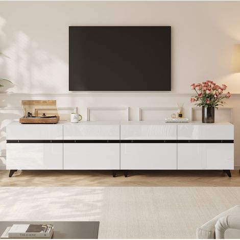 TV-Möbel 180 x 40 x 49 cm mit 4 Schränken, Hochglanzfront, MDF, Weiß OKMYHOME (1/5)